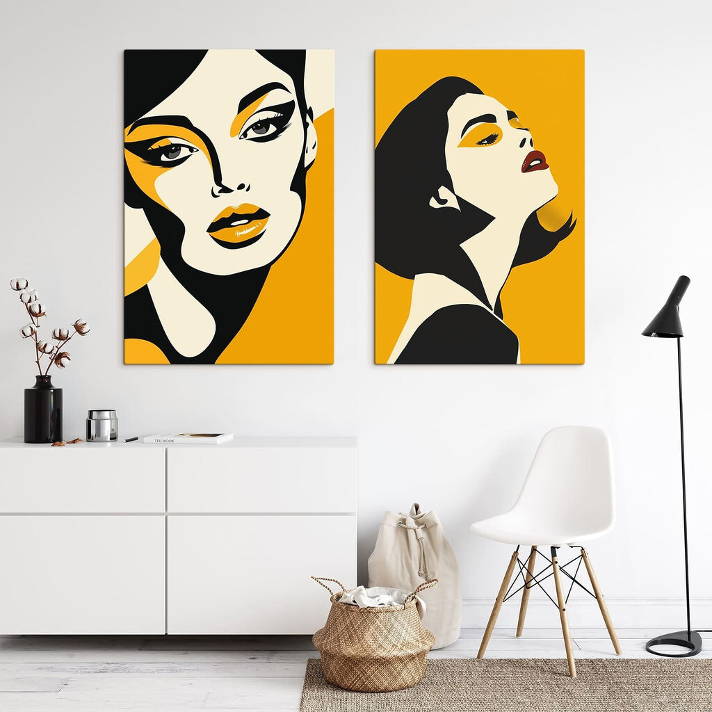 Vrouw met gele make-up — interieur 1