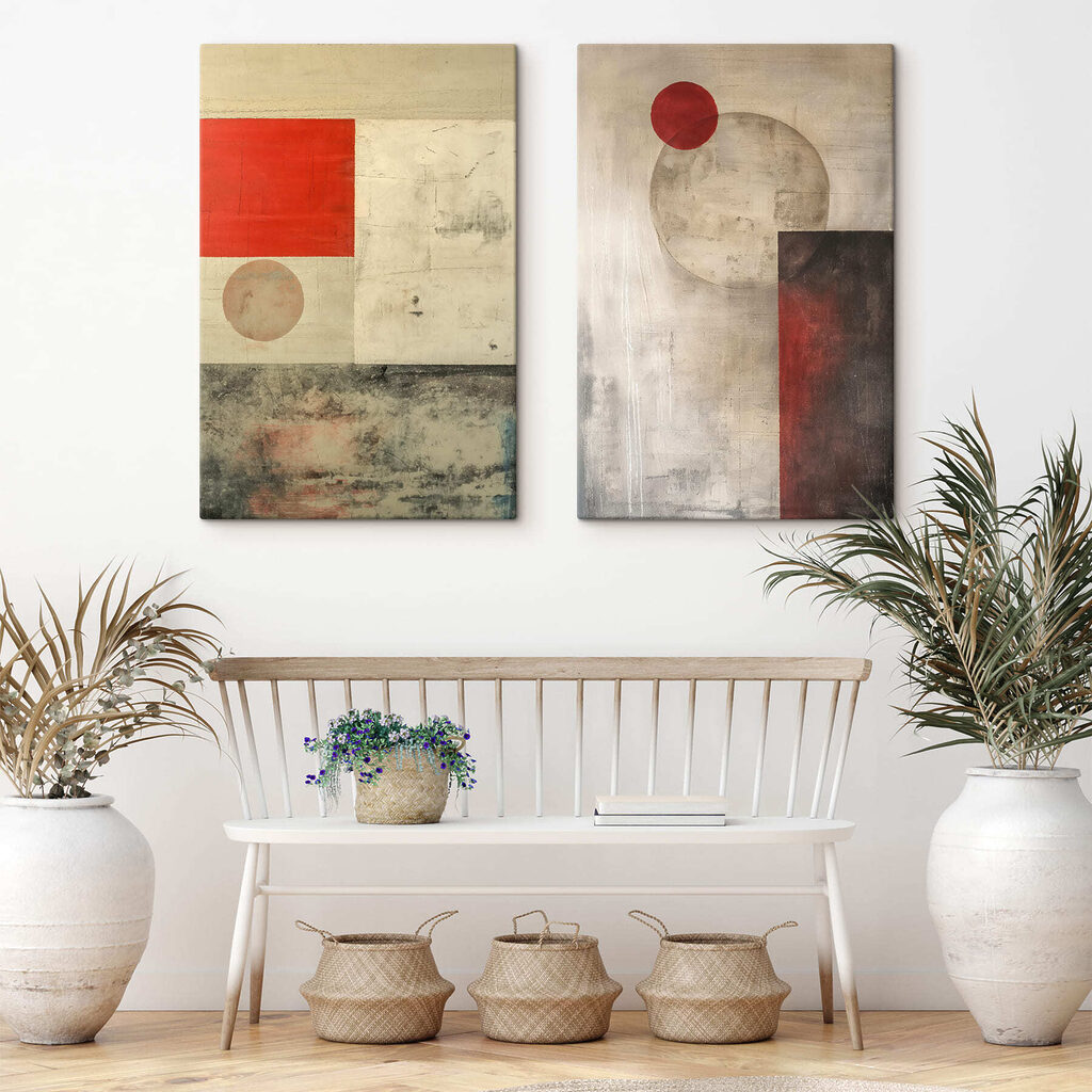 Twee kunstwerken in een interieur