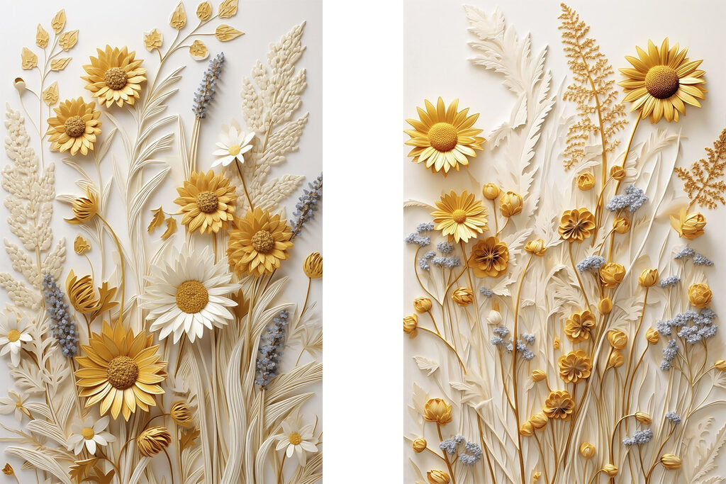 Collage van bloemen en bladeren — volledig ontwerp