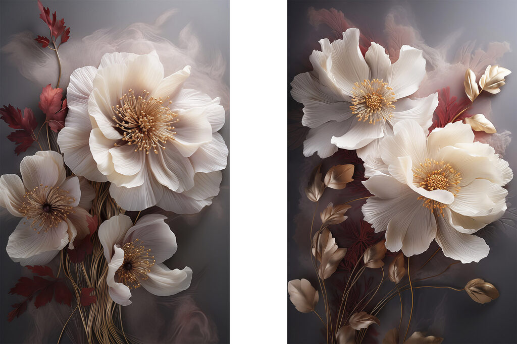 - Elegante bloemen in zachte tinten — volledig ontwerp