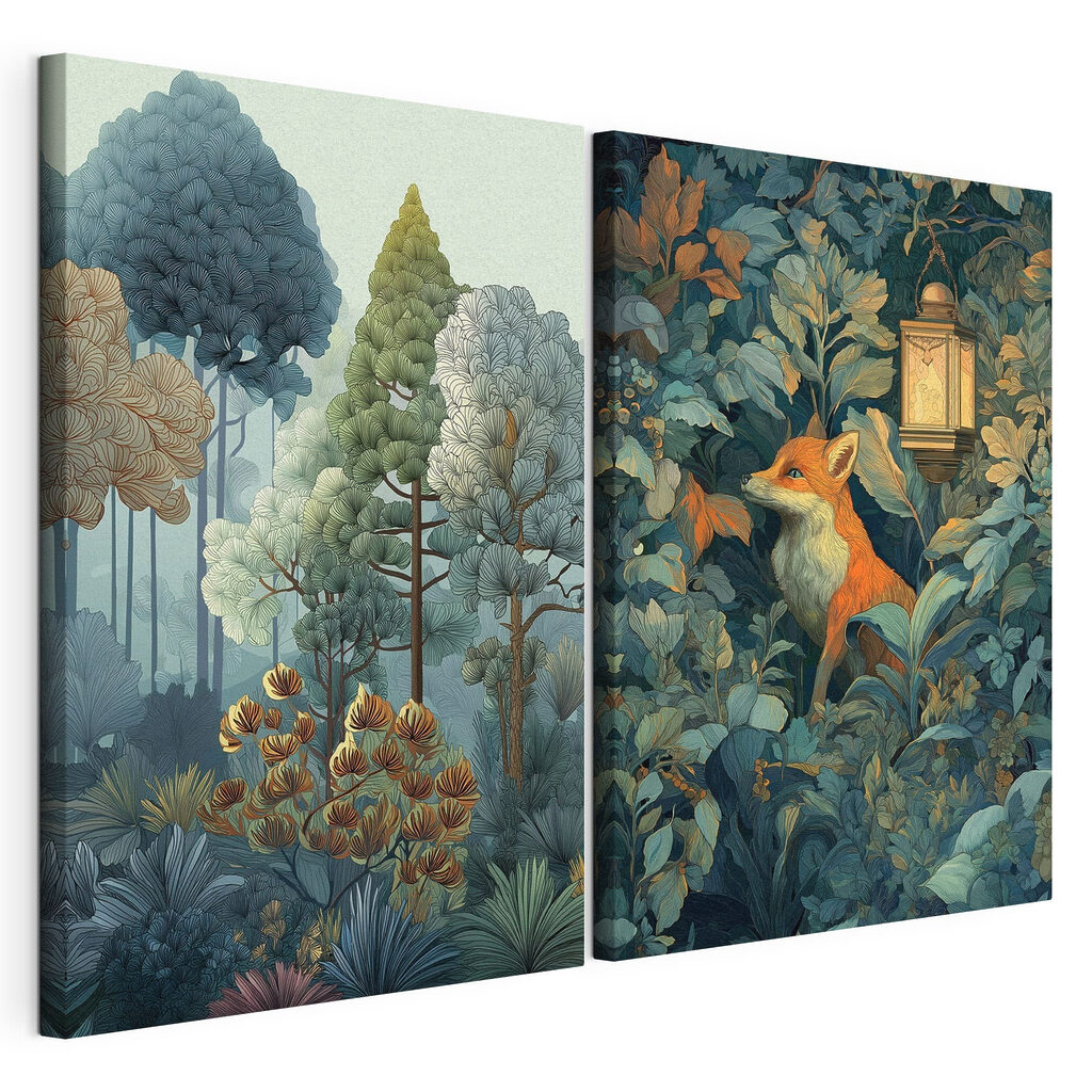 Collage van een vos in het bos — productweergave