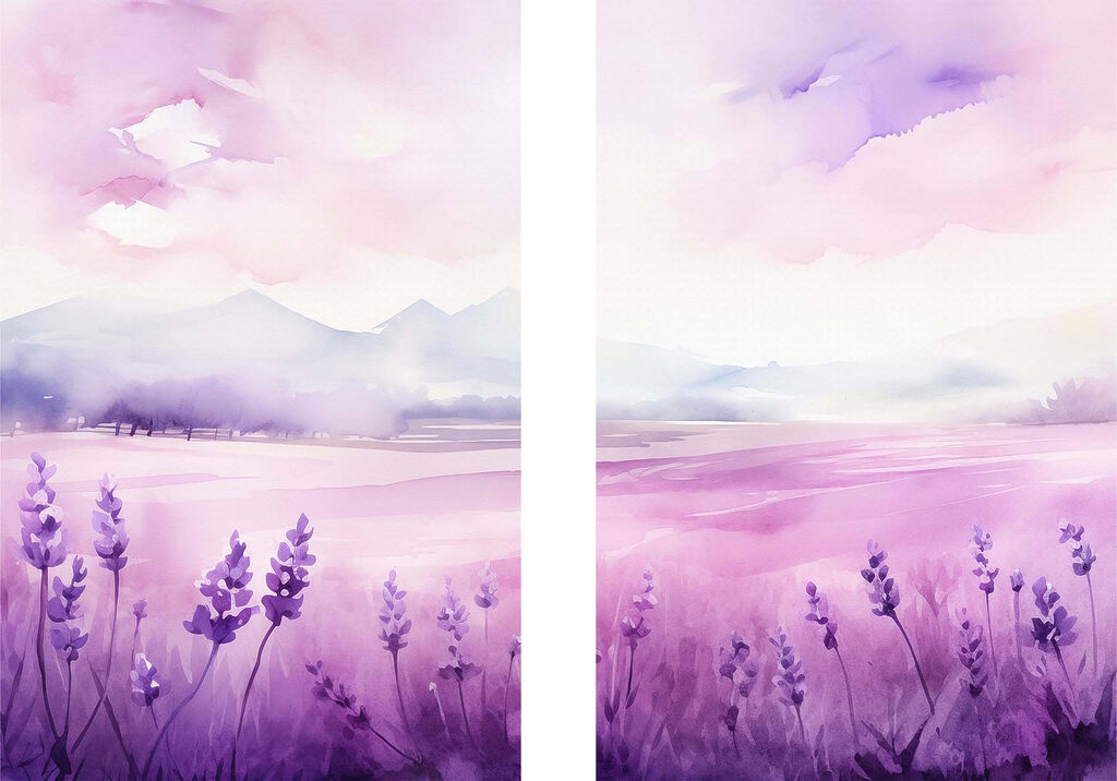 Schilderij van een lavendelveld — volledig ontwerp