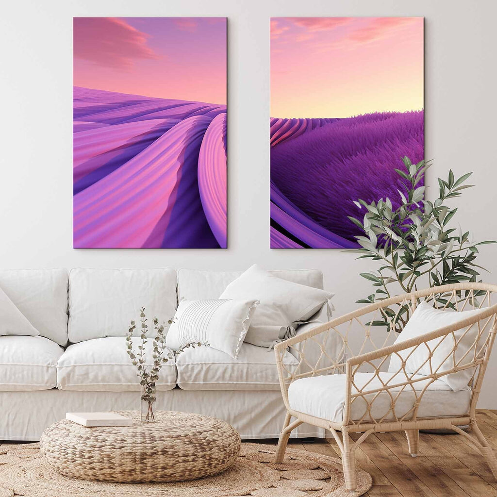 Lavendelveld met een roze en paarse lucht — interieur 2