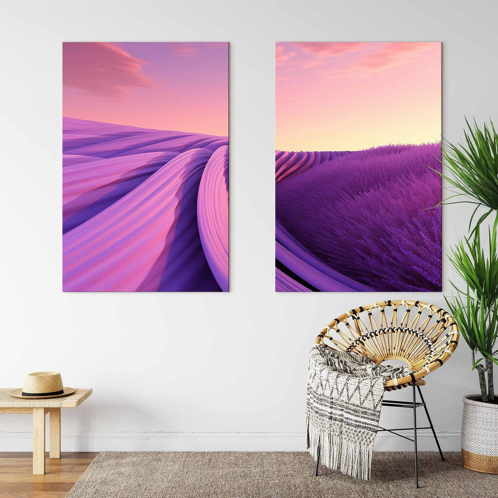 Lavendelveld met een roze en paarse lucht — interieur 1
