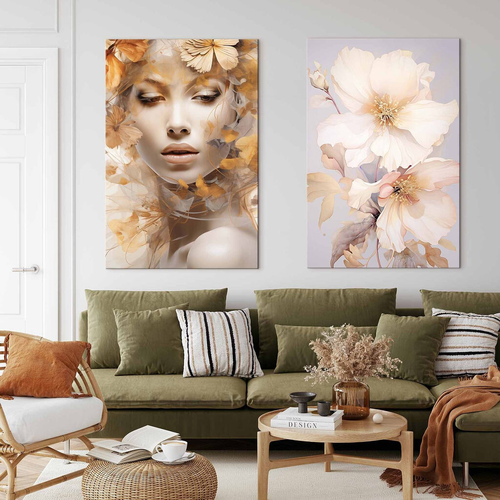 Vrouw met bloemen en een etalagepop — interieur 2
