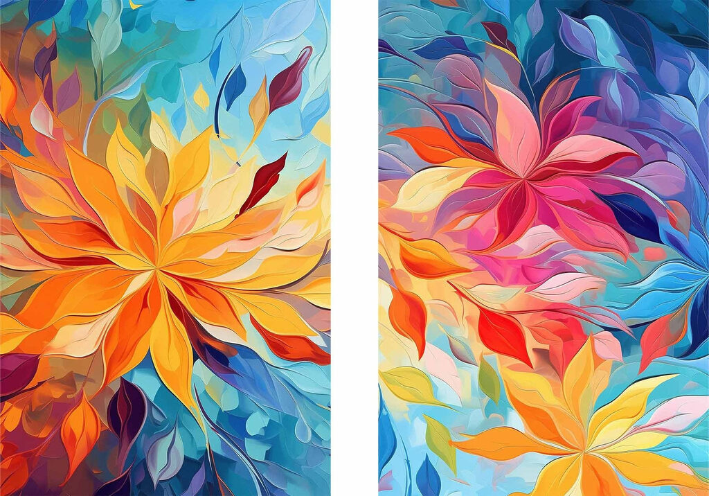 Twee foto's van bloemen — volledig ontwerp