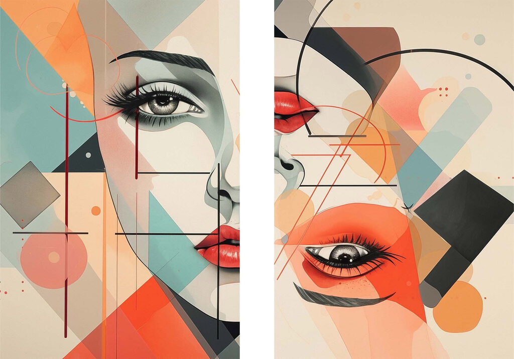 Collage van het gezicht van een vrouw — volledig ontwerp