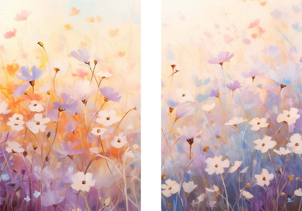 Schilderij van bloemen in een veld — volledig ontwerp