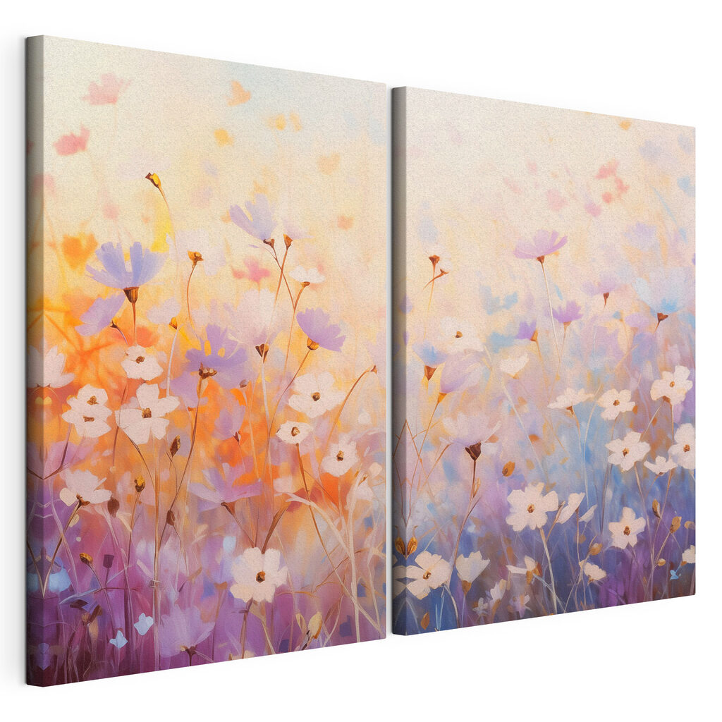 Schilderij van bloemen in een veld — productweergave