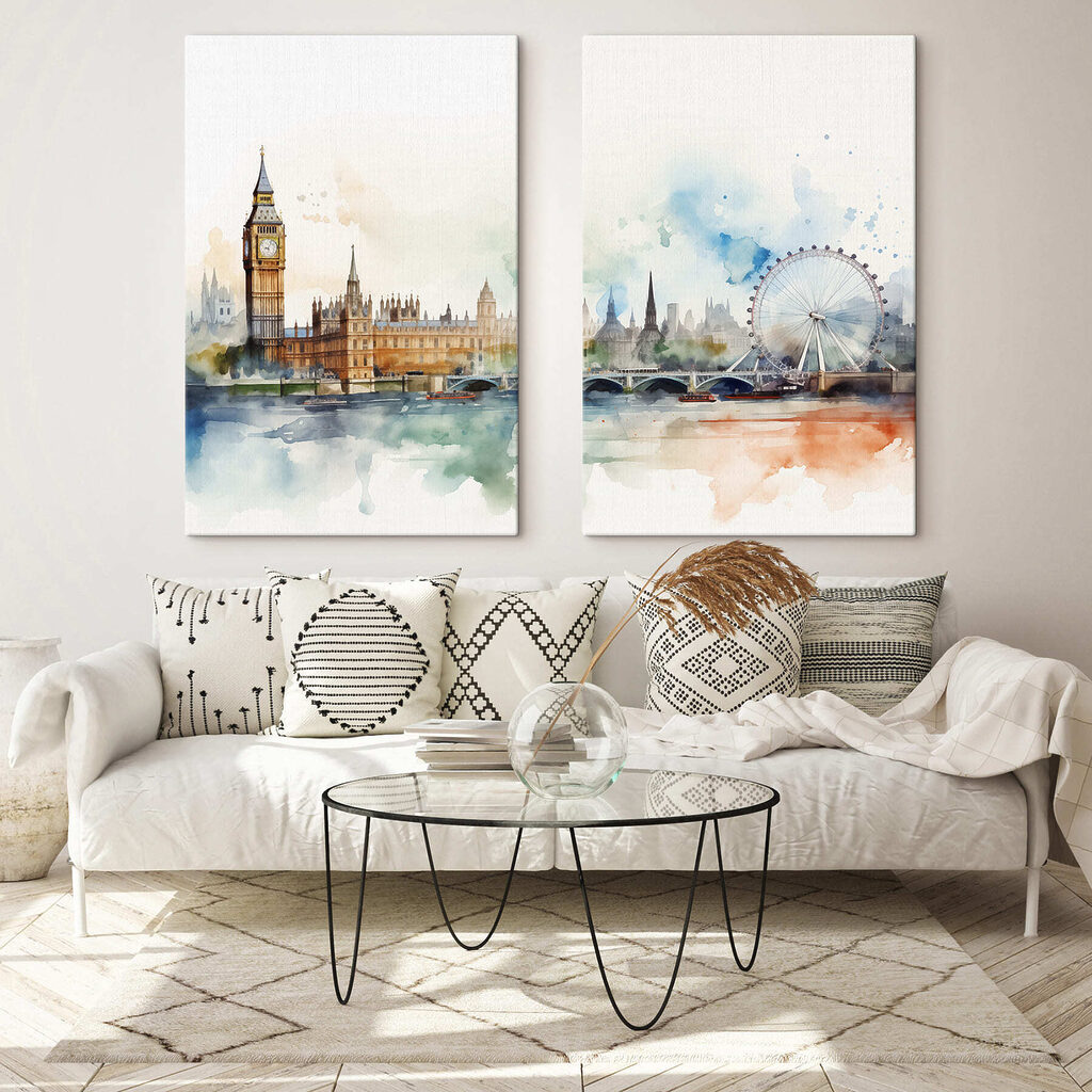 Aquarel van een stad en een reuzenrad — interieur 2