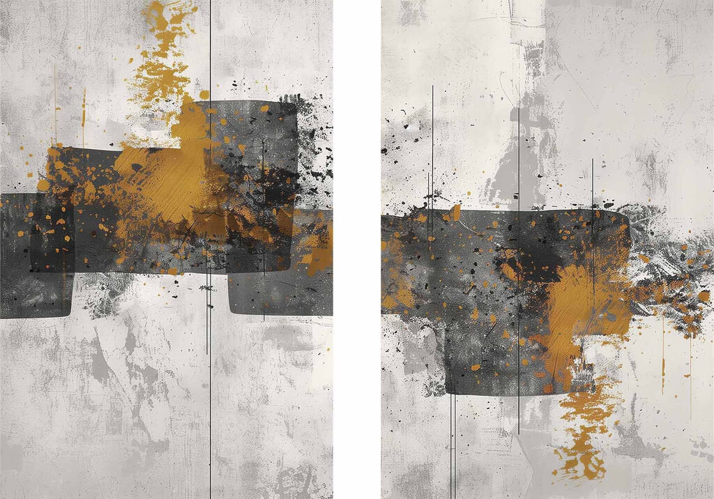 Abstracte kleuren in een dynamische compositie — volledig ontwerp