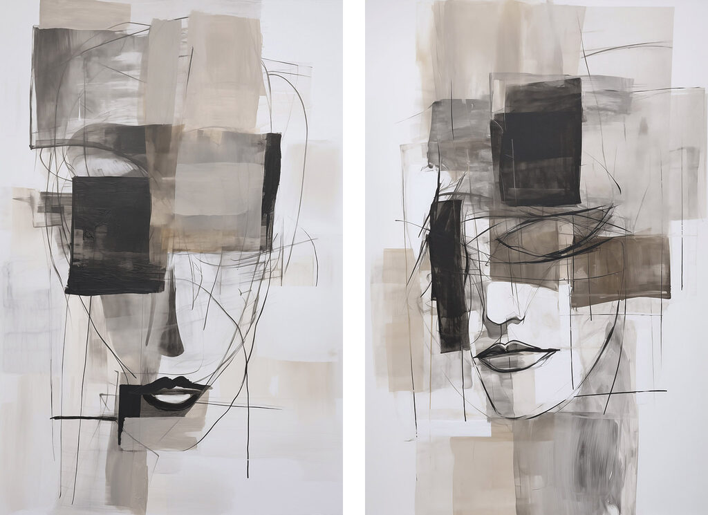 Schilderij van het gezicht van een vrouw — volledig ontwerp