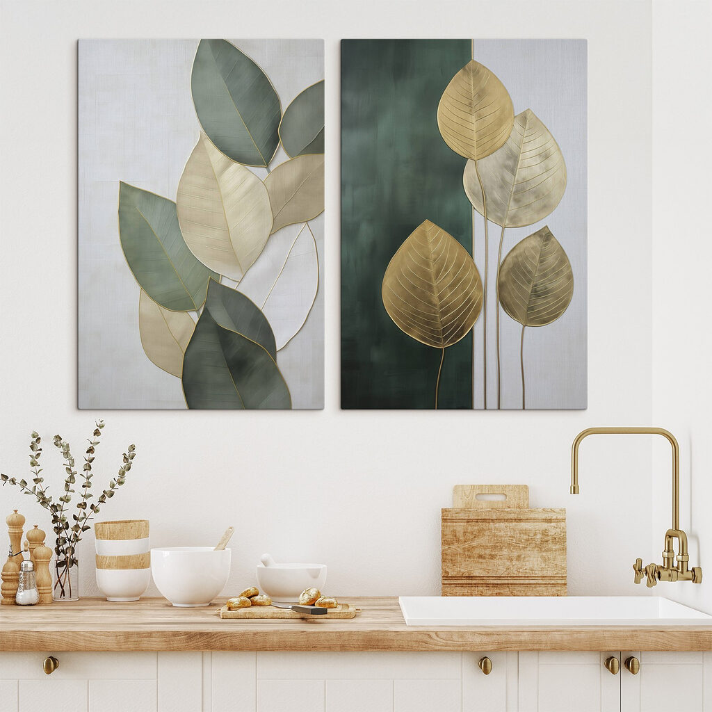 Natuurlijke elegantie in bladmotieven in een interieur