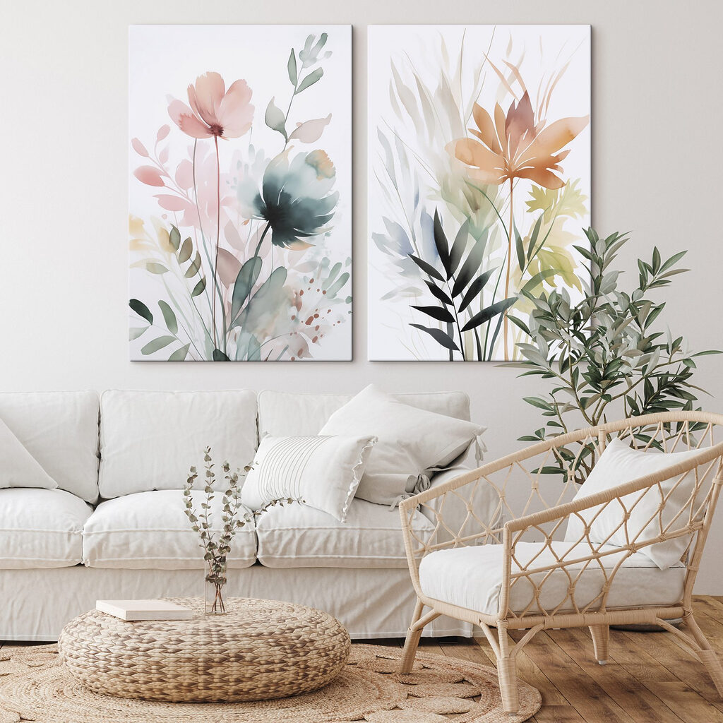 Schilderij van bloemen en bladeren — interieur 2
