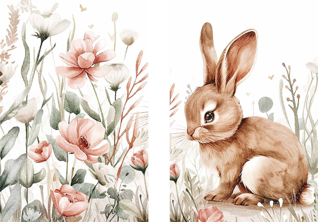 Konijn en bloemen — volledig ontwerp