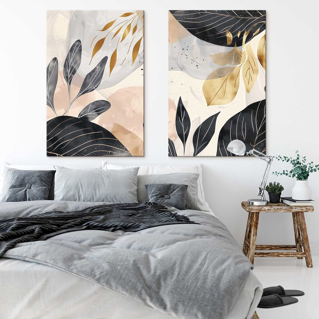 - Elegante bladeren in zachte tinten — interieur 1