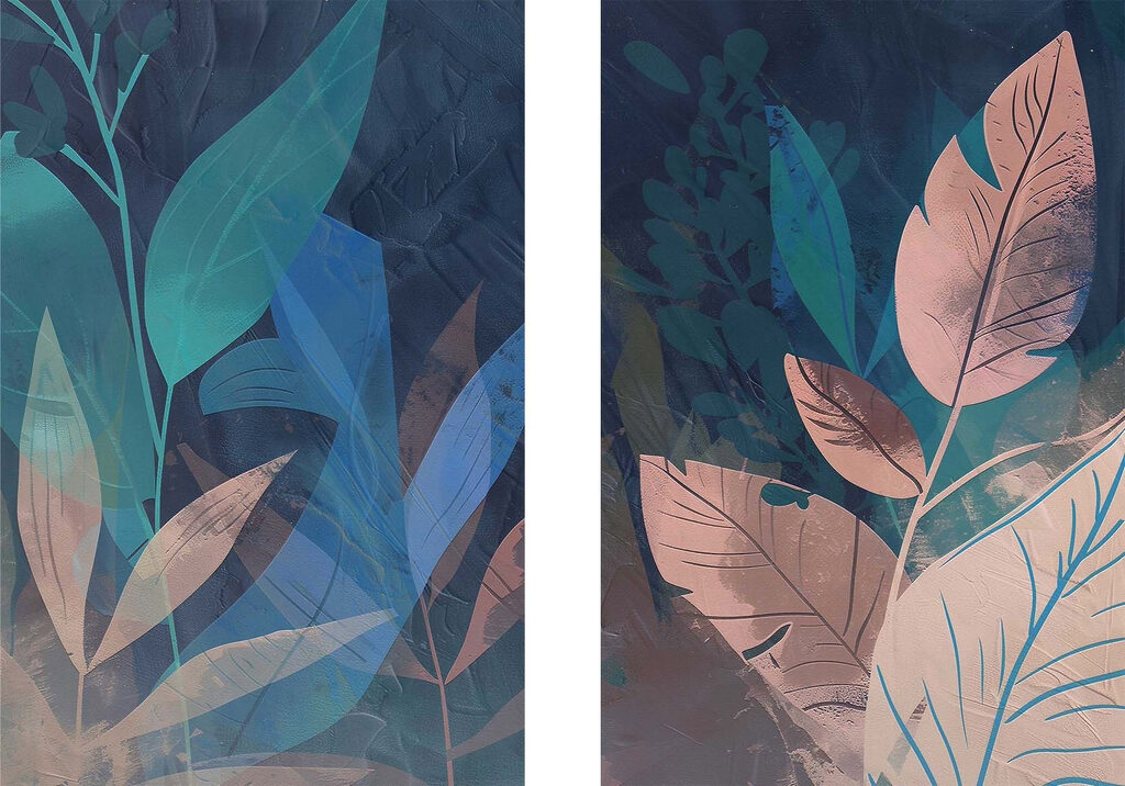 Schilderij van bladeren en planten — volledig ontwerp