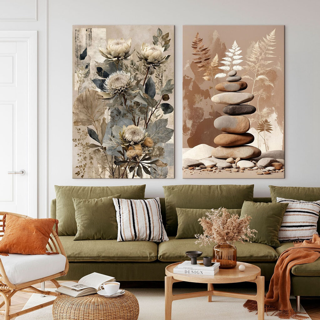 Collage van bloemen en stenen — interieur 2