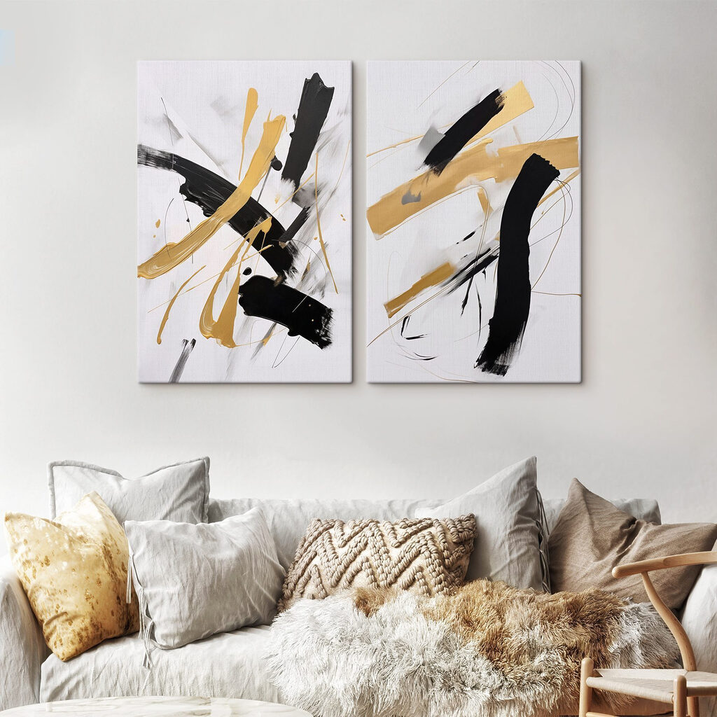 Dynamische penseelstreken in scherp contrast — interieur 1