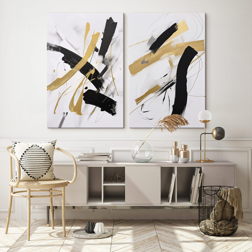Dynamische penseelstreken in scherp contrast — interieur 2