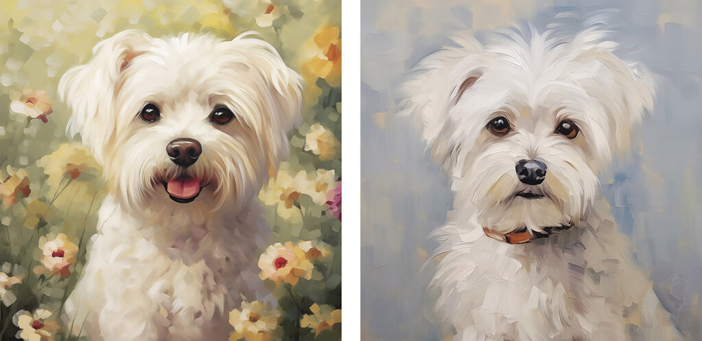 Schattige puppy's in een bloemrijke omgeving — volledig ontwerp