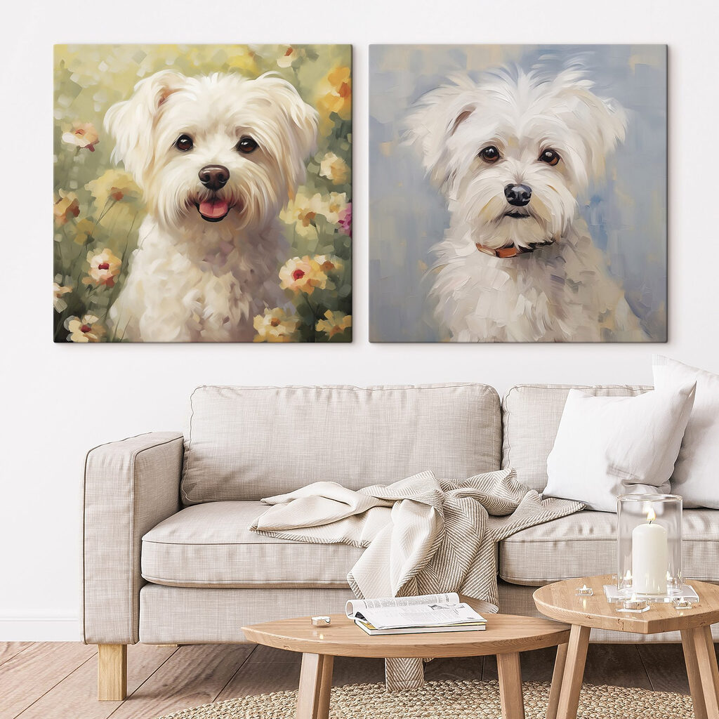 Schattige puppy's in een bloemrijke omgeving in een interieur