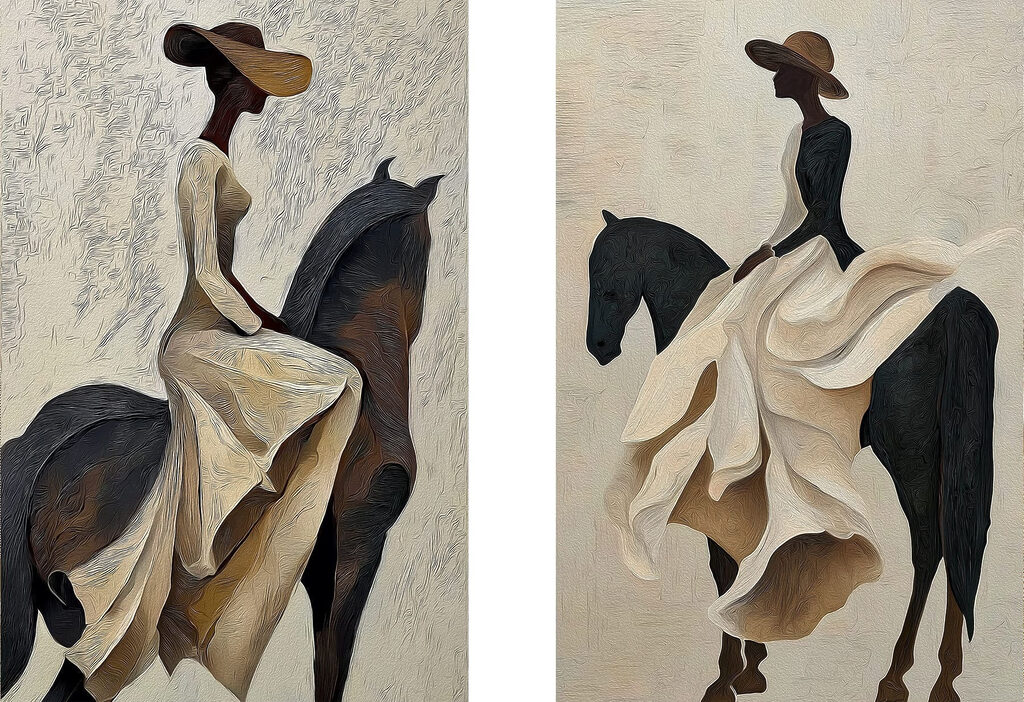 Vrouw te paard — volledig ontwerp