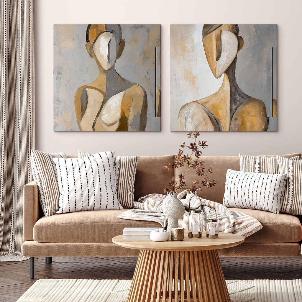 Collage van een schilderij van een vrouw — interieur 1