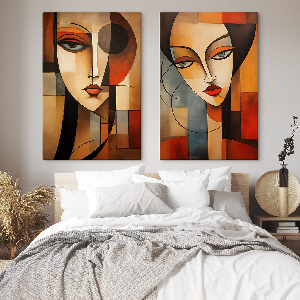 Collage van twee schilderijen — interieur 1