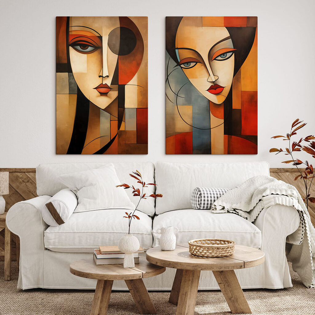 Collage van twee schilderijen — interieur 2