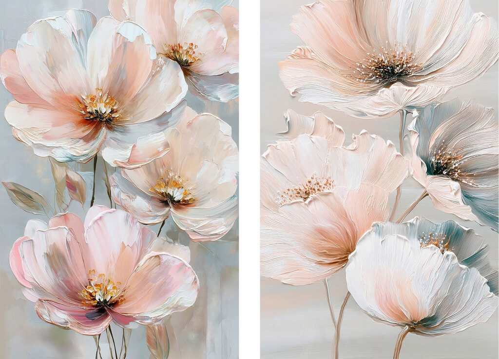 Verfijnde bloemen in zachte pasteltinten — volledig ontwerp