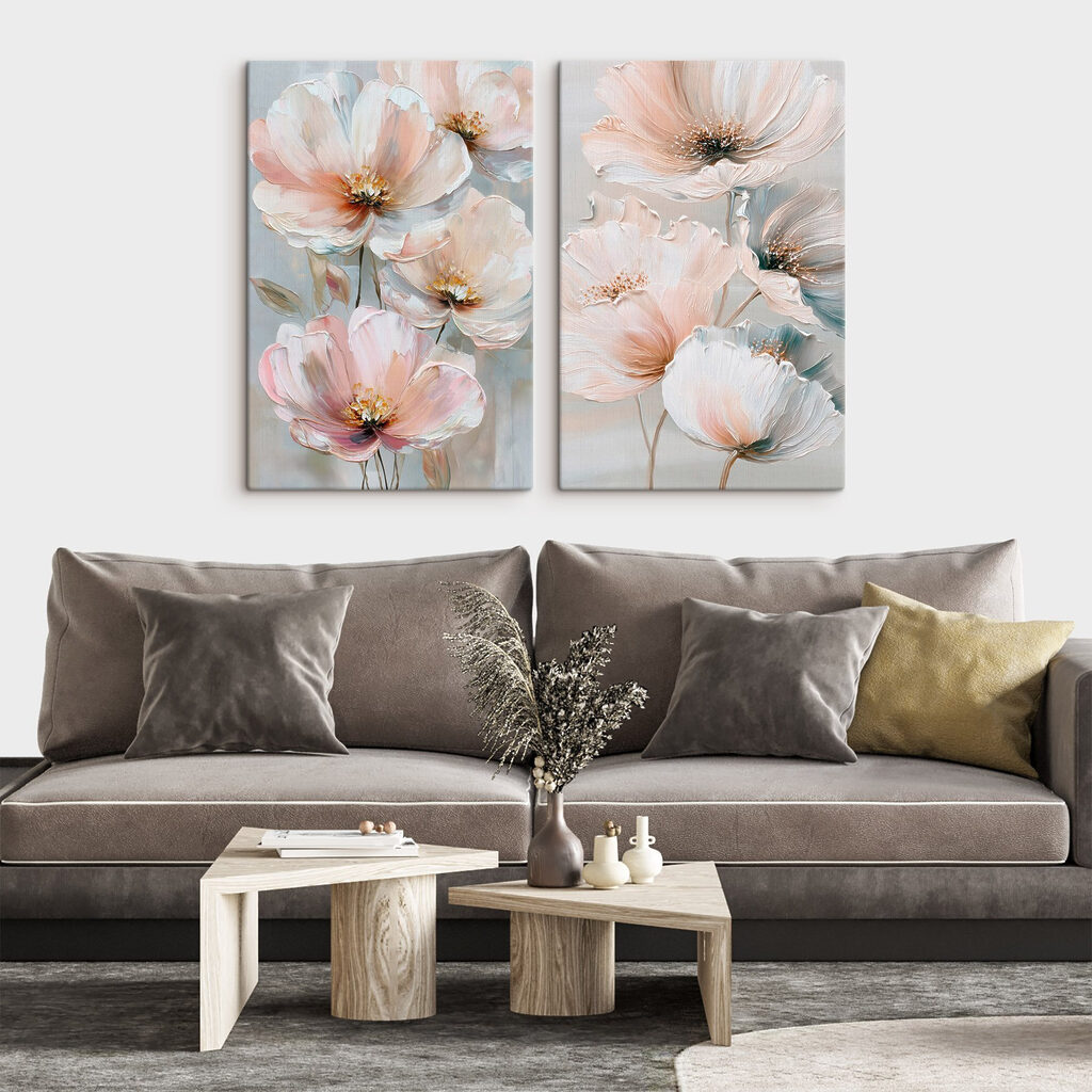 Verfijnde bloemen in zachte pasteltinten — interieur 1