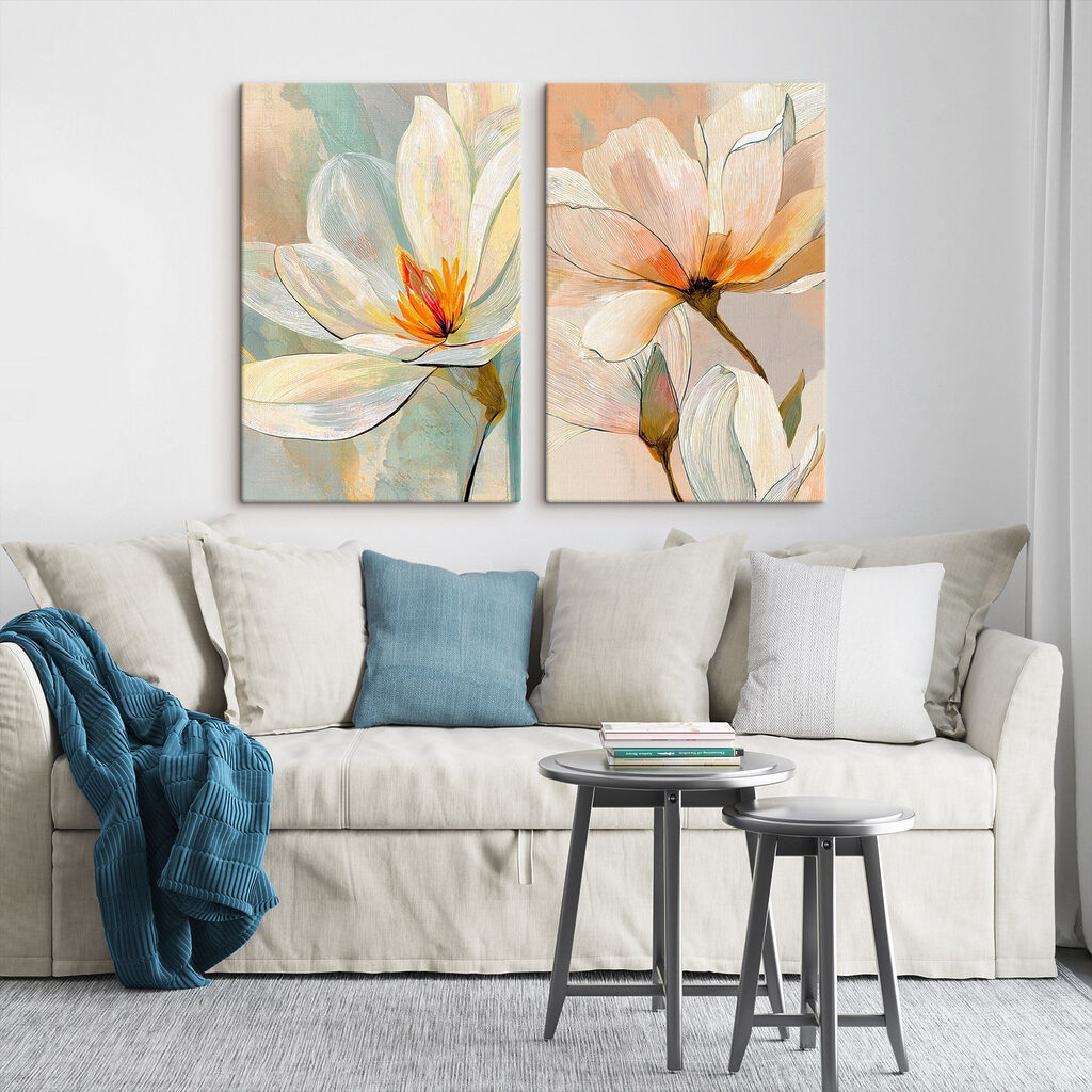 Verfijnde bloemen in zachte tinten — interieur 1