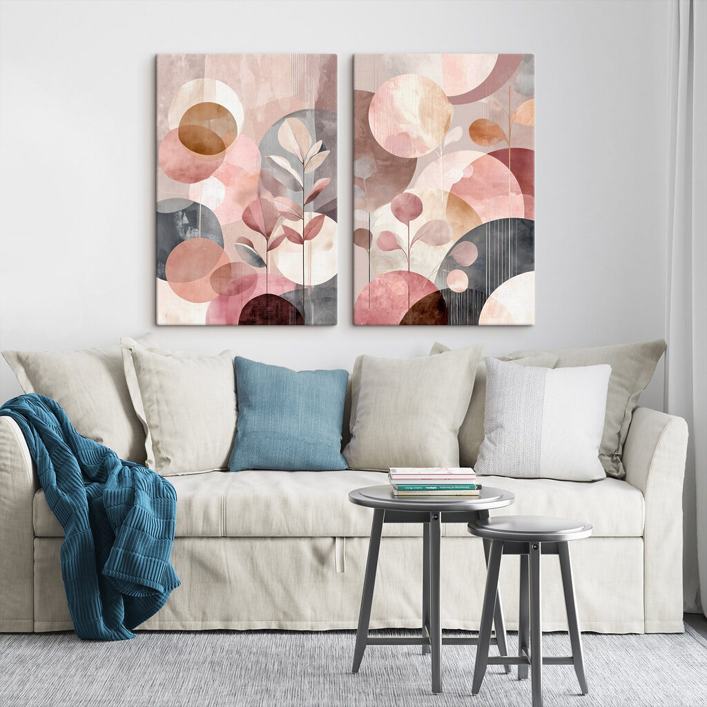 Twee afbeeldingen van een plant en een plant in een interieur