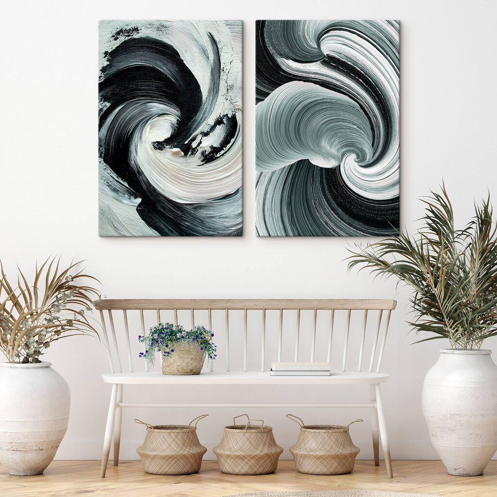 Dynamische wervelingen van monochrome kleuren — interieur 1