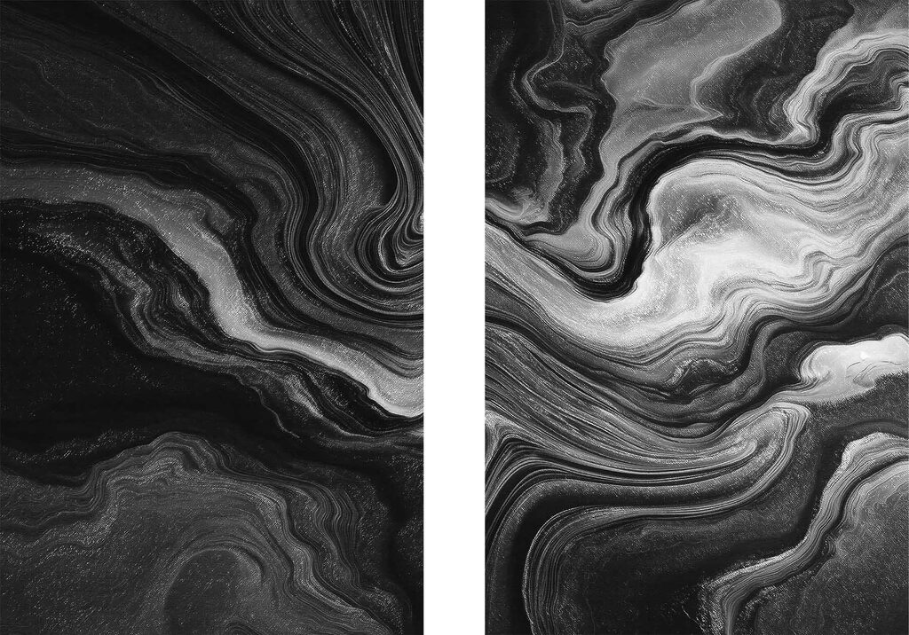 Zwart-witte krullen — volledig ontwerp