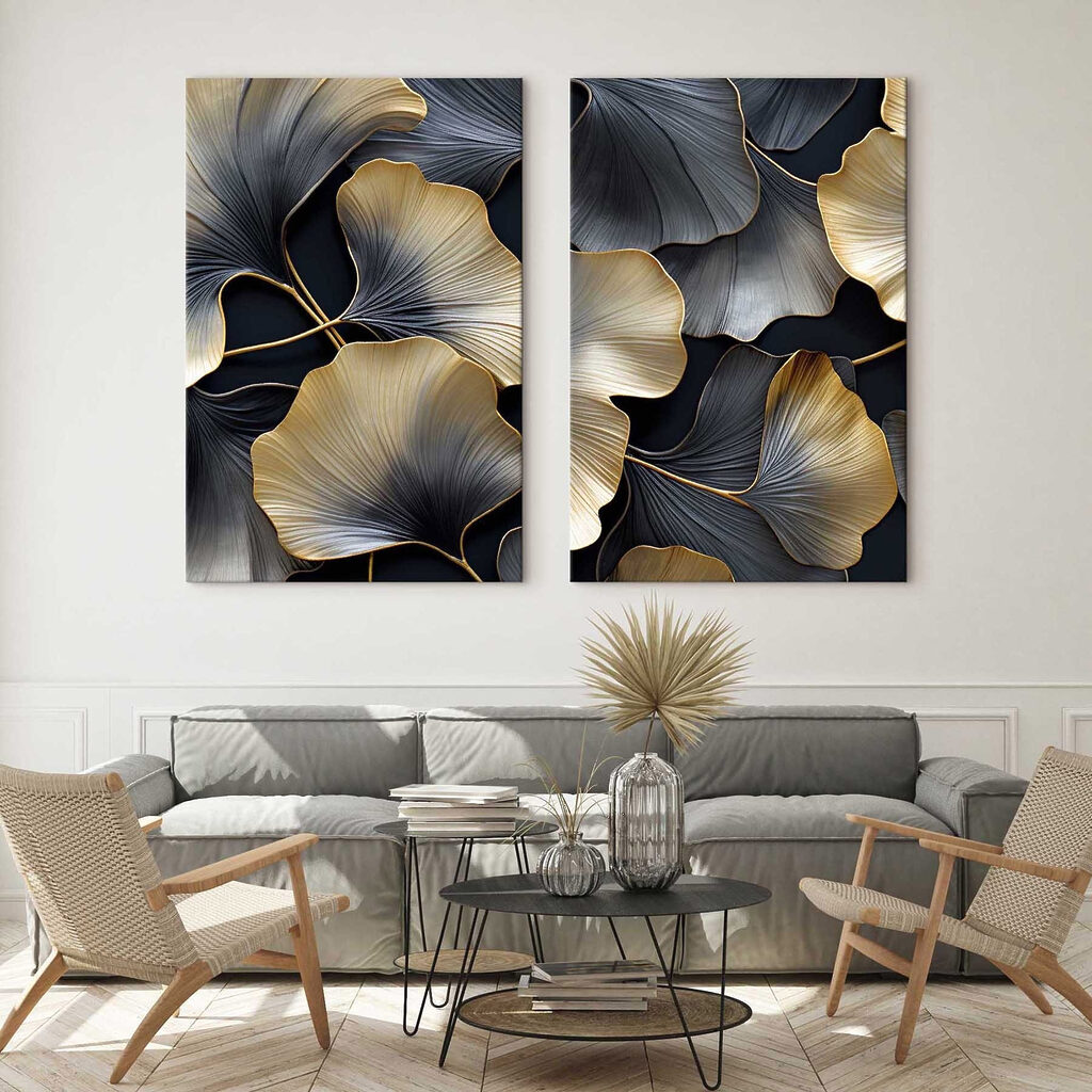 - Elegante bladeren die een opvallend contrast vormen — interieur 2