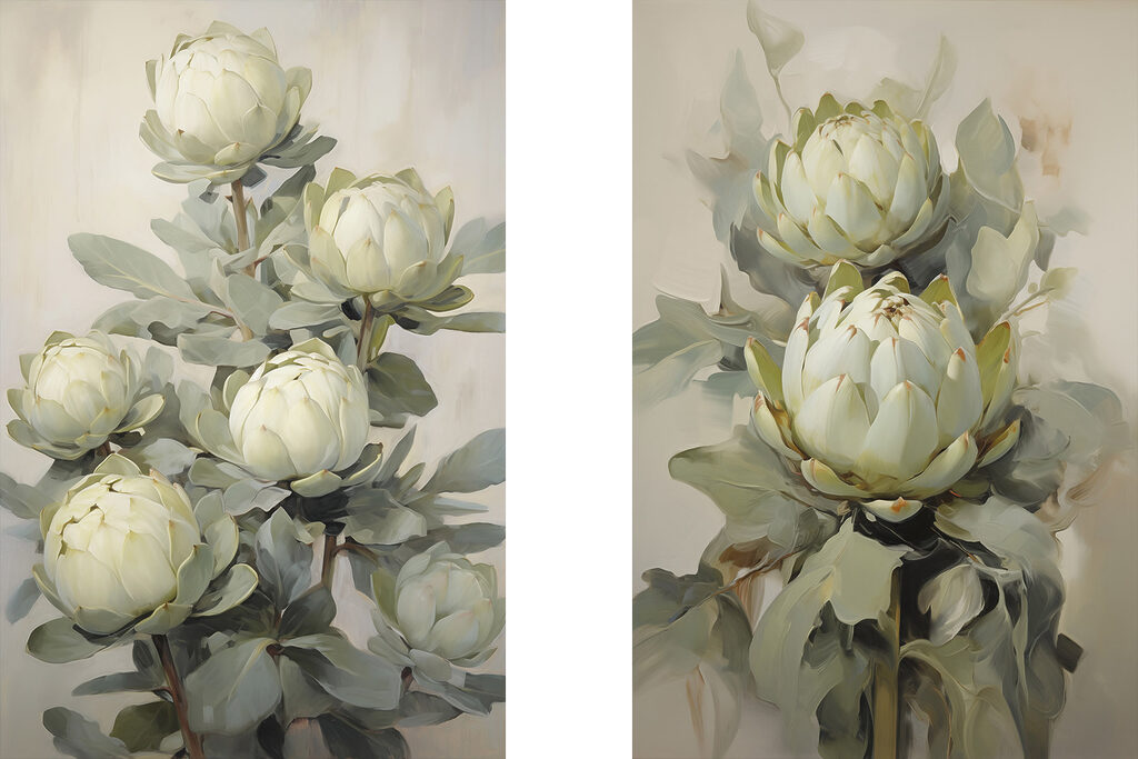 Schilderij van bloemen op een plant — volledig ontwerp