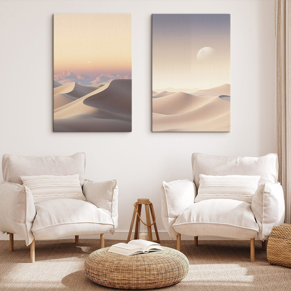 Woestijnlandschap met een maan in een interieur