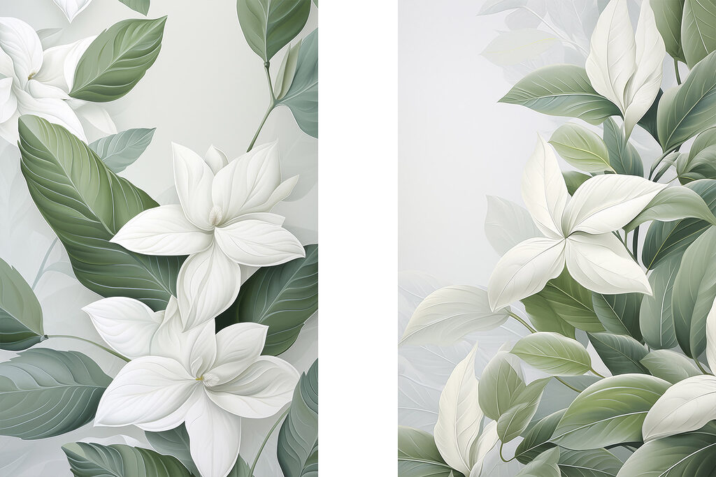 - Rustige botanische elegantie in zachte tinten — volledig ontwerp