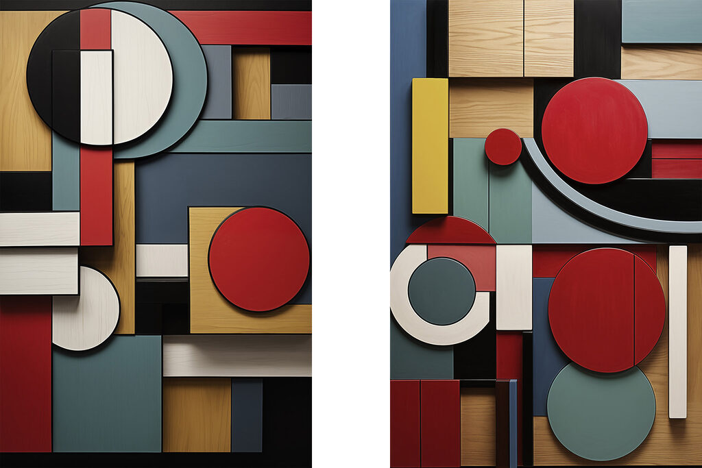 Collage van verschillend gekleurde vormen — volledig ontwerp