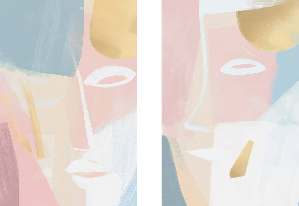 Schilderij van een gezicht — volledig ontwerp