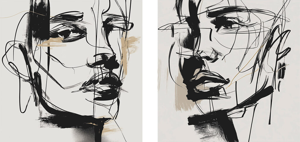 Expressieve lijnen geven innerlijke gedachten weer — volledig ontwerp