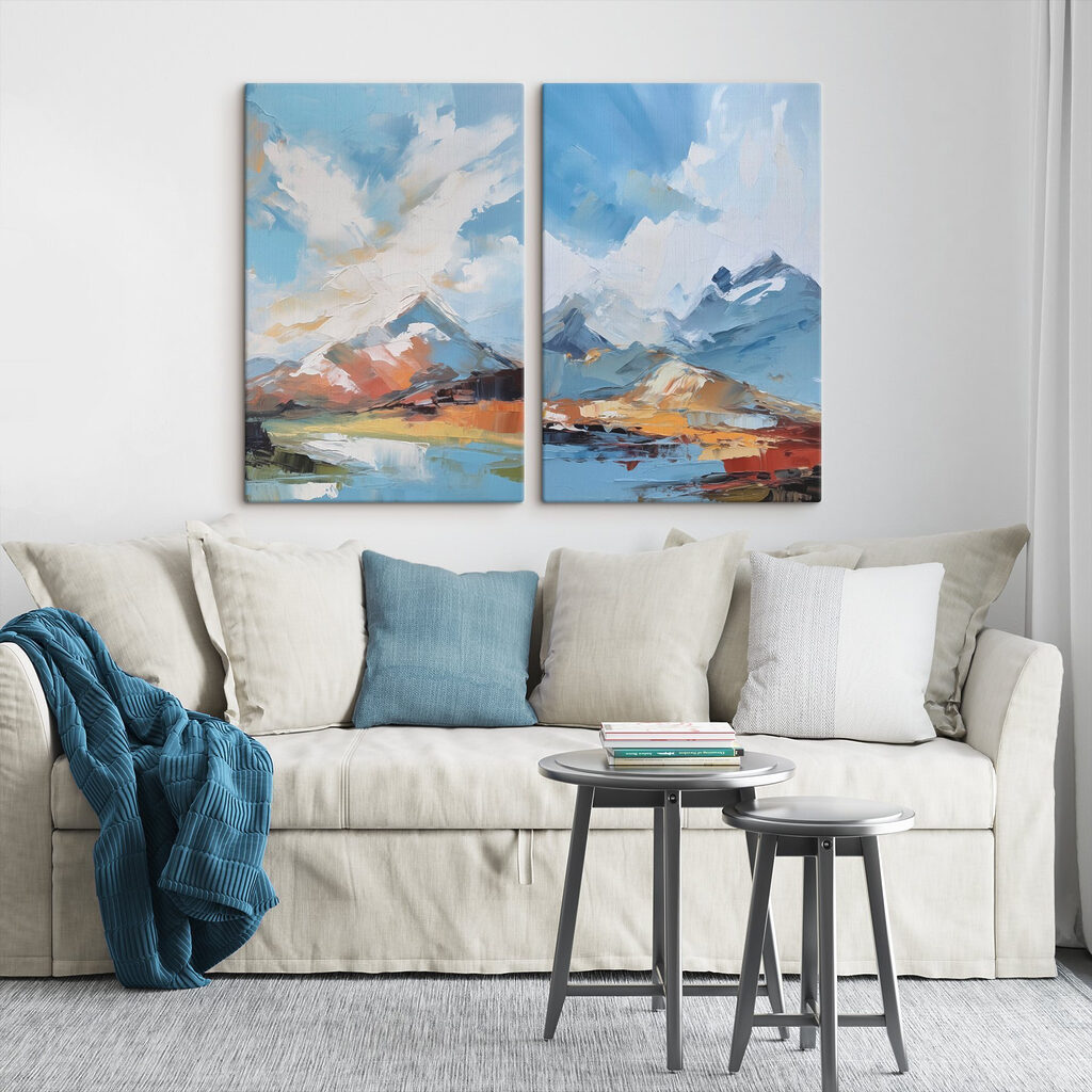 Schilderij van bergen en water — interieur 1