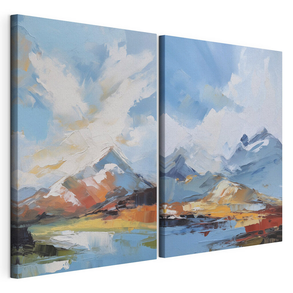 Schilderij van bergen en water — productweergave