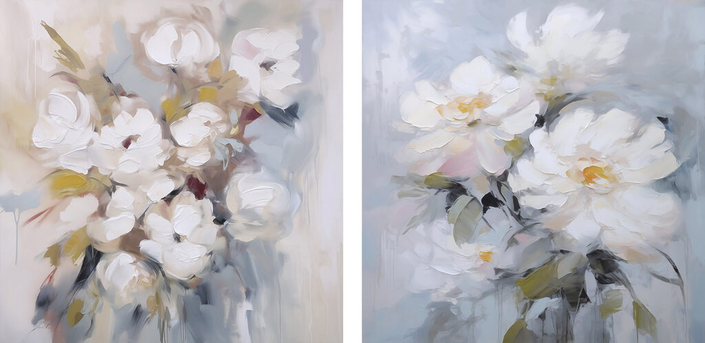 Verfijnde bloemen in zachte pasteltinten — volledig ontwerp