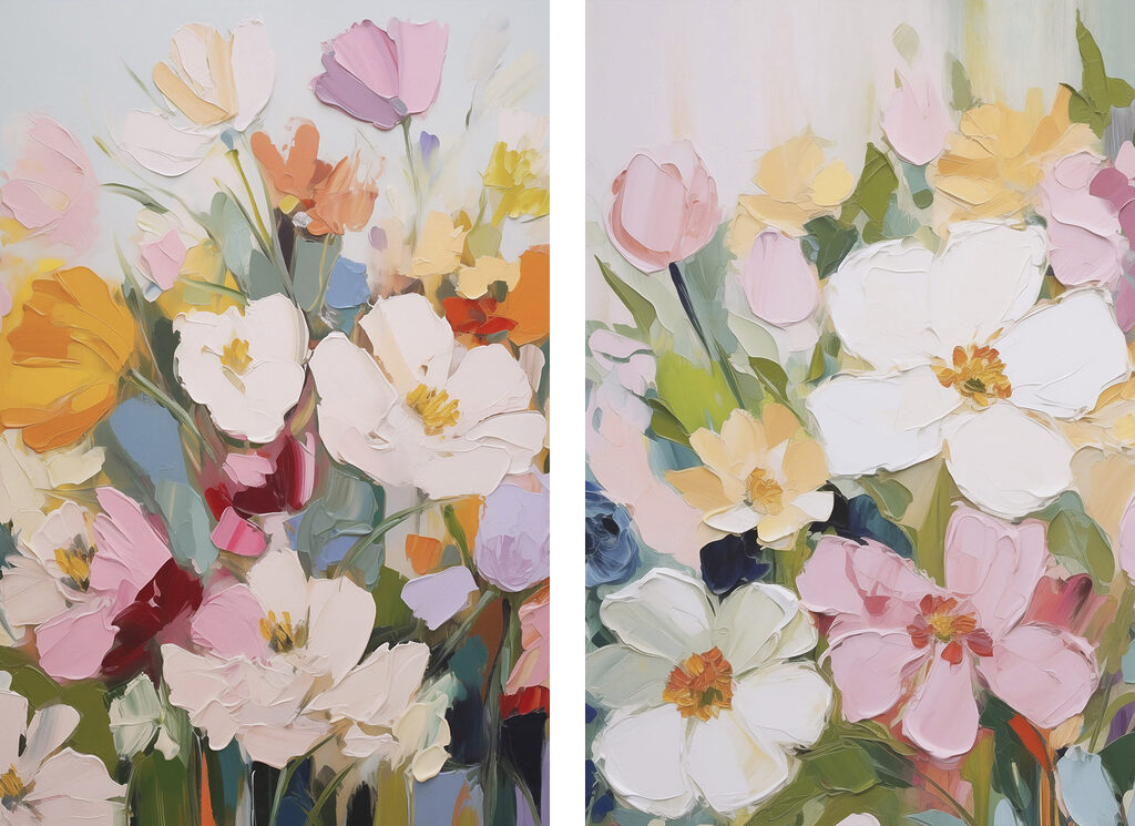 Schilderij van bloemen op doek — volledig ontwerp