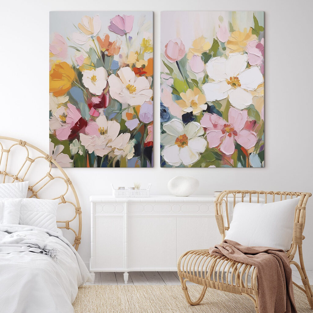 Schilderij van bloemen op doek — interieur 1