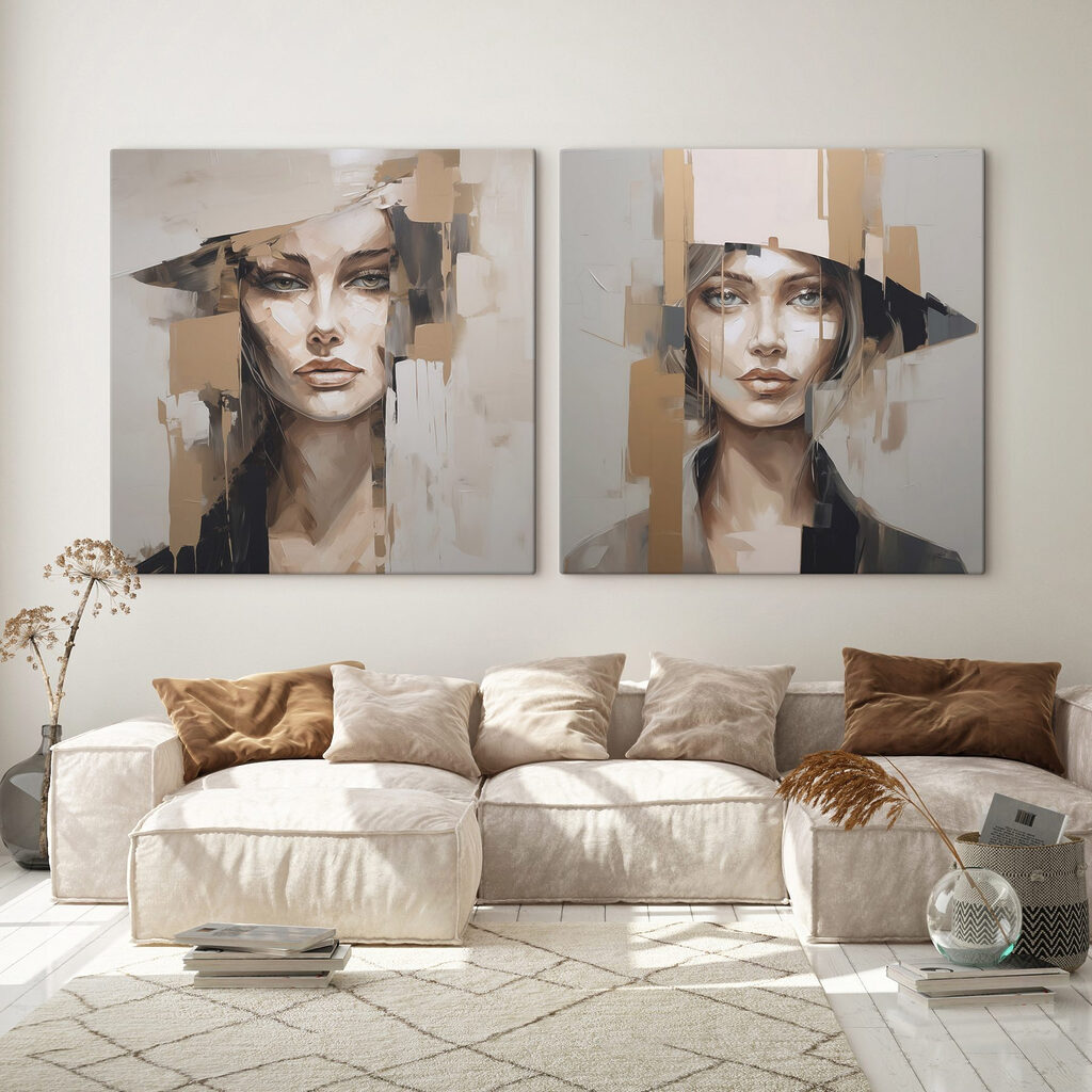 Schilderij van een vrouw in een interieur