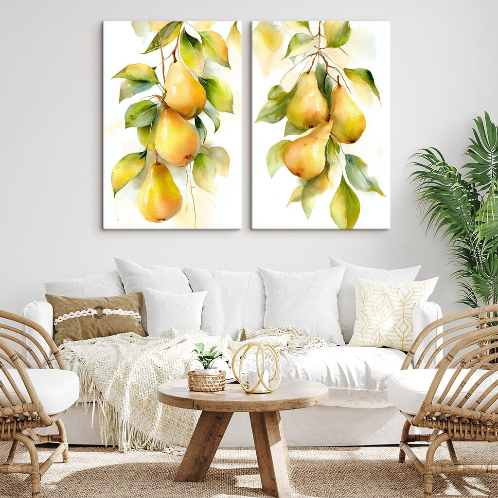 Aquarelschilderij van peren aan een tak — interieur 2